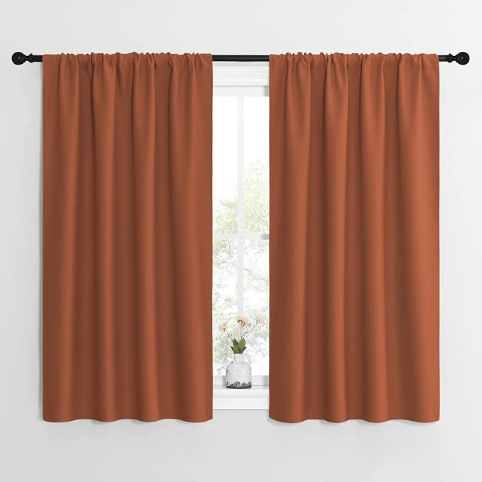 NICETOWN Blackout Curtains and Drapes - Thermal Insulated Solid Rod Pocket Blackout Draperies/Panels (Burnt Orange, 1 Pair, 42 by 54 inches)