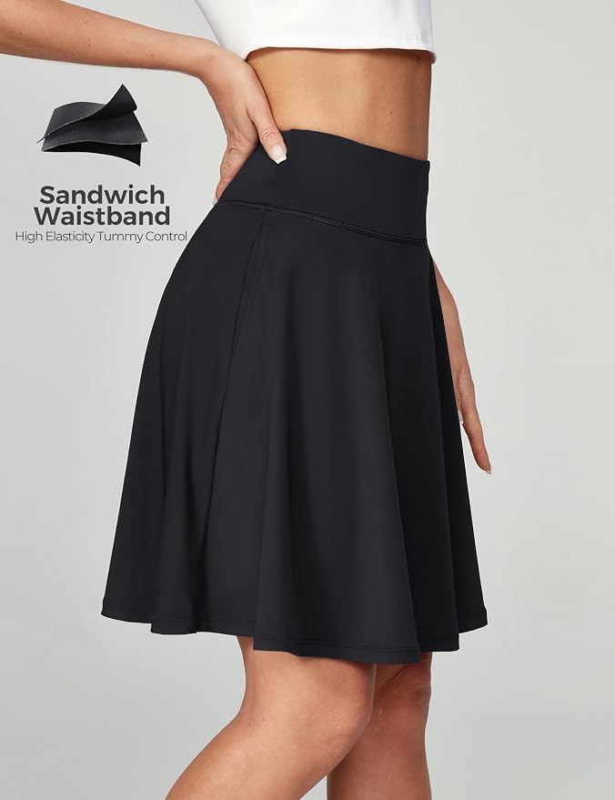 IUGA 20" Knee Length Skorts Skirts for Women with Pockets Tennis Skirt High Waisted Golf Skirts for Women Casual Athletic