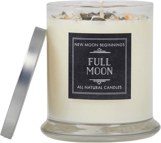 New Moon Beginnings Full Moon Candle - Purification & Cleansing - Floral, Citrusy, Warm, Sweet - Jasmine, Violet, Bergamot - 12oz Glass Jar