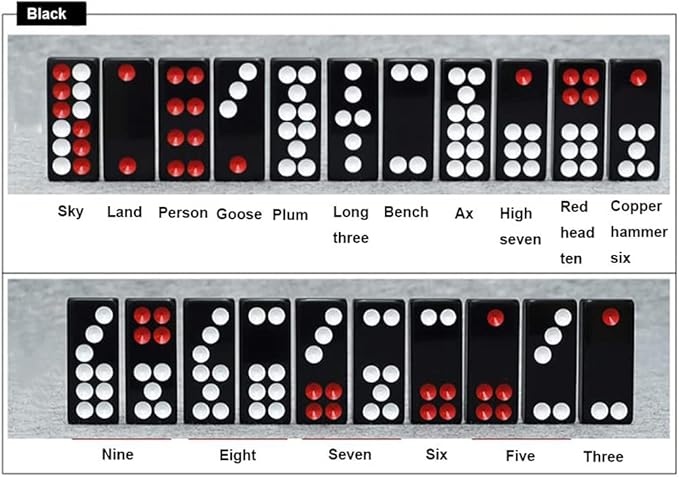 32PCS Pai Gow Tiles Game Set,Chinese Traditional Black Dominoes Pai Gow, Pai Gow Poker, Best Casino Game Party Fun Toy for Entertainemnt (28#)