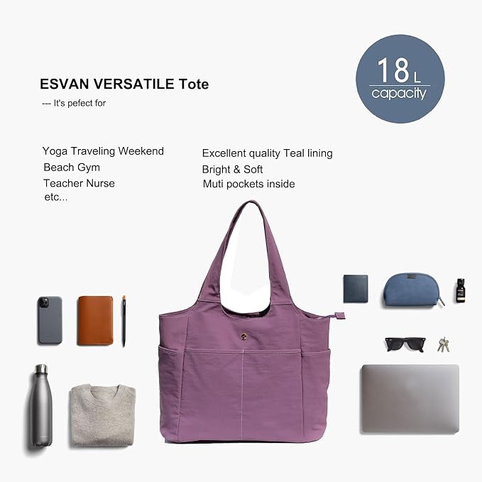 ESVAN Yoga Tote Bag Mat bag Women Shoulder Bags Carryall Tote for Travel Office Workout Gym Nurse Beach