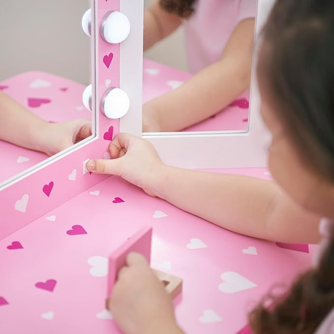 Teamson Kids - Sweethearts Print Gisele Medium Vanity - White/Pink