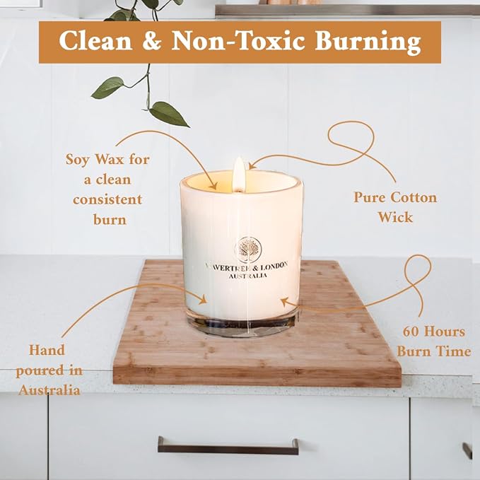 Wavertree & London Organic Noir Scent Soy Wax Candle | Non Toxic 100% Cotton Wick Triple Scented Pure Natural Soy Wax Candles, Hand Poured in Australia | 60 Hours Burning Time, 11.66 Oz