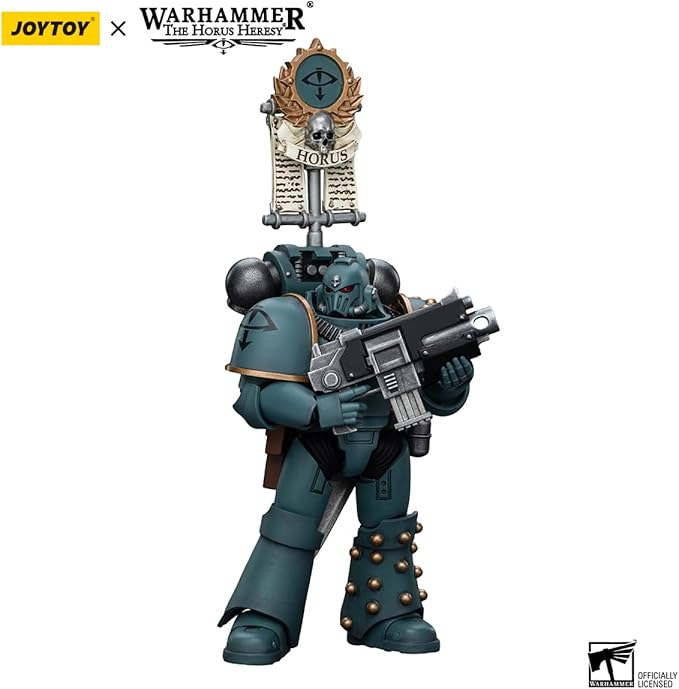 Joytoy Warhammer The Horus Heresy Sons of Horus 1:18 Action Figure Mecha Joy Toy MKIV Tactical Squad Legionary with Legion Vexilla Collection Model Anime 4.88 inch