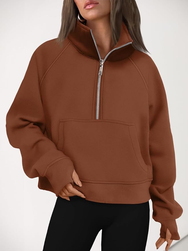 AUTOMET Womens Sweatshirts Half Zip Fleece Pullover Fall Outfits | Fall Fashion Clothes 2026,Cropped Sweatshirts,Cute Y2k Tops,Quarter Zipper Sweater,Winter Loungwear Outfits