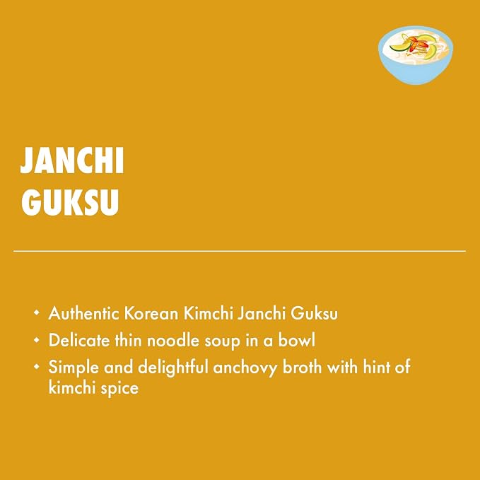 Surasang Kimchi Janchi Guksu Korean Thin Noodle Soup Bowl | Authentic Kimchi Broth, Non-Fried Noodles, Microwave Ready in 2 Minutes, 5.92 oz, Pack of 6