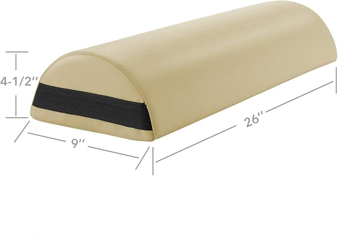 Saloniture Jumbo Half Round Massage Table Bolster Under-Knee Pillow Pad - 26 x 9 x 4.5 Inch - Cream