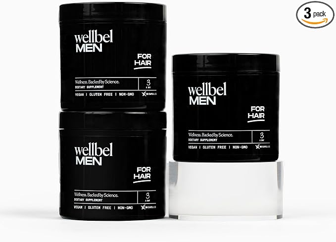 WELLBEL Men Clean Supplement for Hair, Skin, and Nails, Vegan, Gluten Free and Non GMO 90 Count - 3 Pack