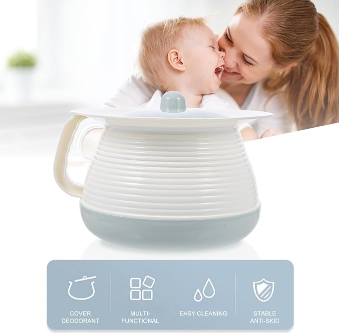 POPETPOP Elder Chamber Pot with Lid and Handle Thickened Portable Spittoon Urine Pot for Adults and Kids Durable Household Commode Bucket 8.26X8.26X5.11In
