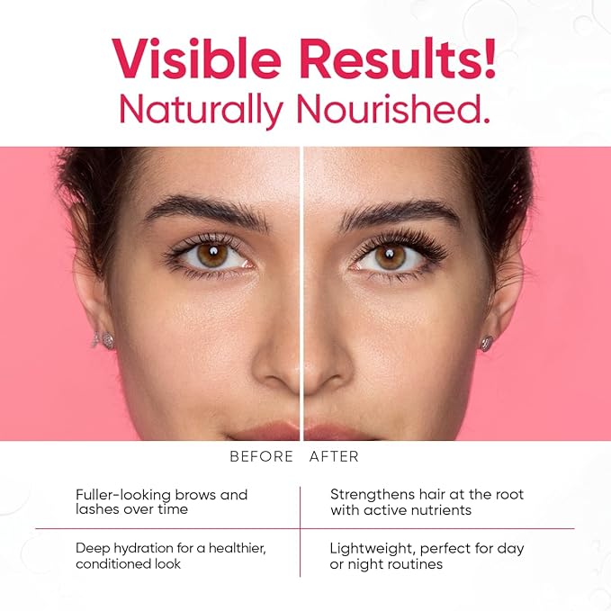 Lash & Brow Growth Serum – Eyelash Enhancer & Eyebrow Booster with Biotin, Peptides & Vitamin E – Fuller, Thicker Lashes – Made in USA