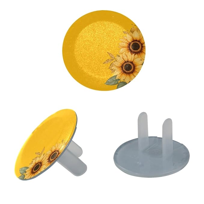 Outlet Covers (12 Pack)- Yellow Sunflower (2) Outlet Plug Covers - Baby Safety Child Proof