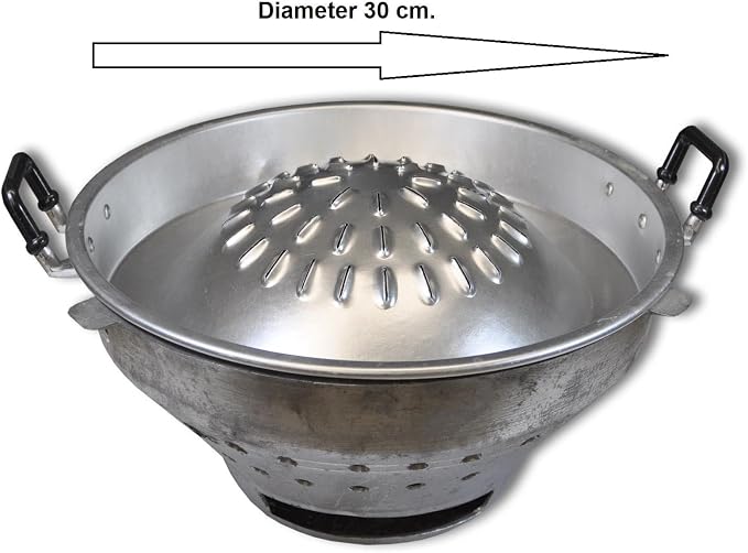 Aluminum Thai Korean Charcoal Barbecue Stove + BBQ Grill Topper 30 cm 12"