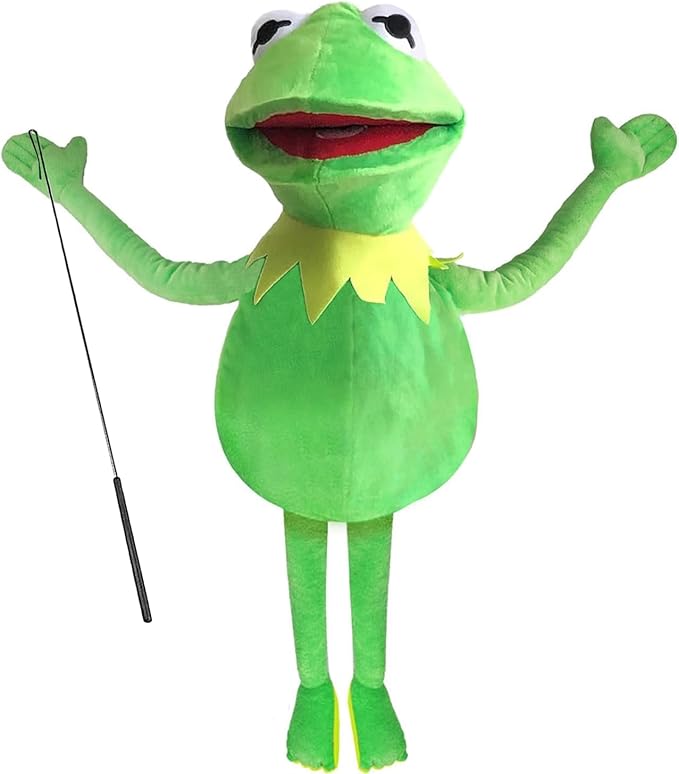 Kermit Frog Puppet, The Muppet Show, Soft Hand Frog Stuffed Plush Toy with Puppets Control Rod, Halloween Christmas Thanksgiving Gift Ideas for Boys and Girls- 24 Inches