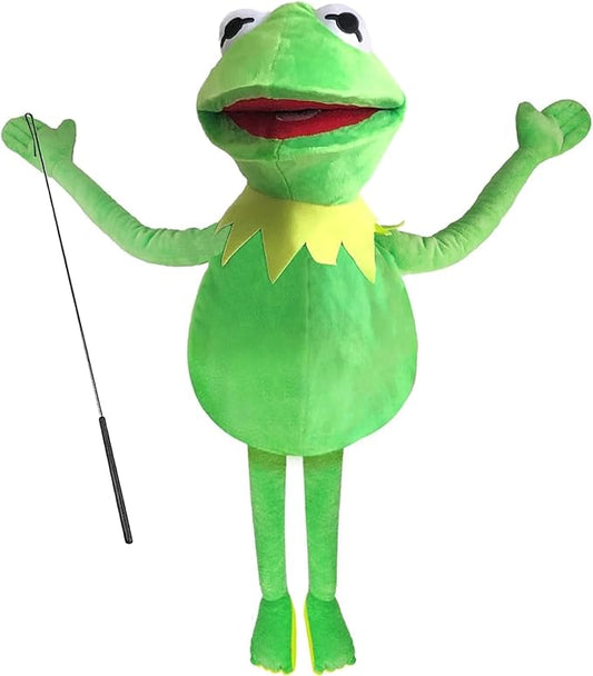 Kermit Frog Puppet, The Muppet Show, Soft Hand Frog Stuffed Plush Toy with Puppets Control Rod, Halloween Christmas Thanksgiving Gift Ideas for Boys and Girls- 24 Inches