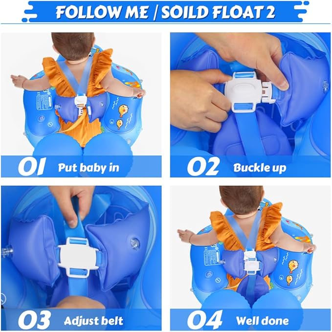 LAYCOL Baby Swimming Float with UPF50+ Sun Canopy Baby Floats for Pool No Flip Overbaby Pool for Baby Age of 3-36 Months