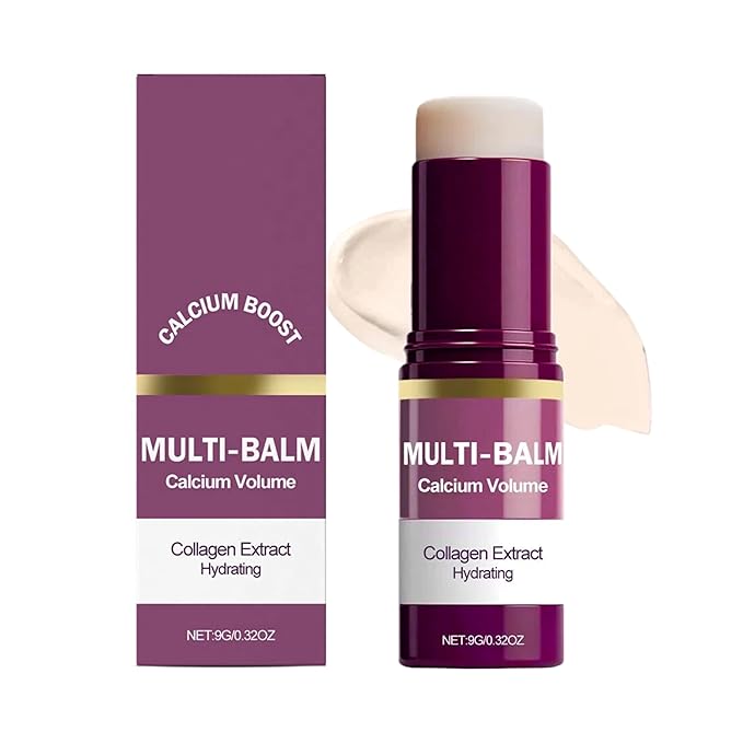 Calcium Multi Balm Stick for Face & Eyes, Hydrating Moisturizing Stick with Collagen, Multi-Purpose Skin Balm for Dry Skin, Neck, Lips – Travel Size 9g