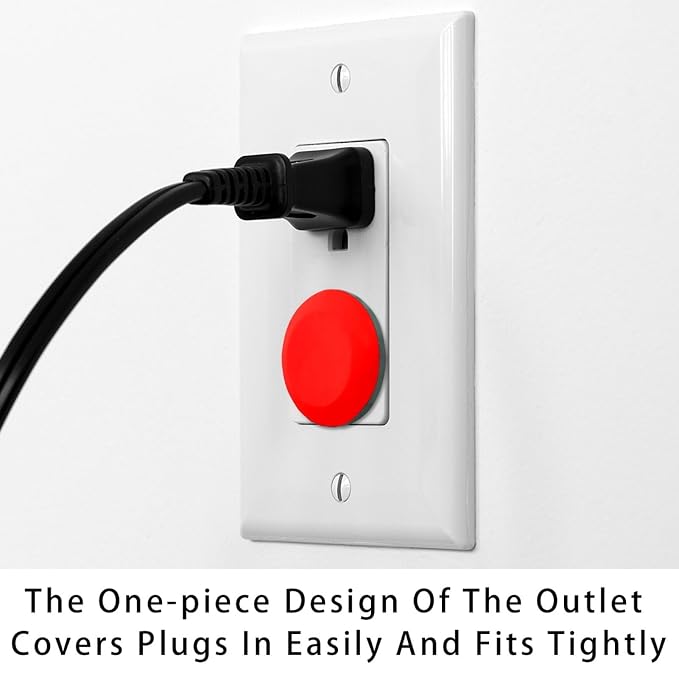 Pure Red Pattern Outlet Covers Baby Proofing Safe & Secure Electric Plug Protectors | Sturdy Childproof Socket Covers for Home & Office | Easy Installation | Protect Toddlers & Babies