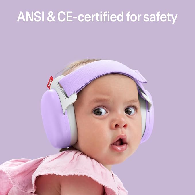 Alpine Muffy Baby Comfort - Protects Hearing for Babies and Toddlers - CE & ANSI Certified - Headband for Safe fit & Comfort - Adjustable for Ages 3-48 Months - 24dB Sound Reduction, Purple