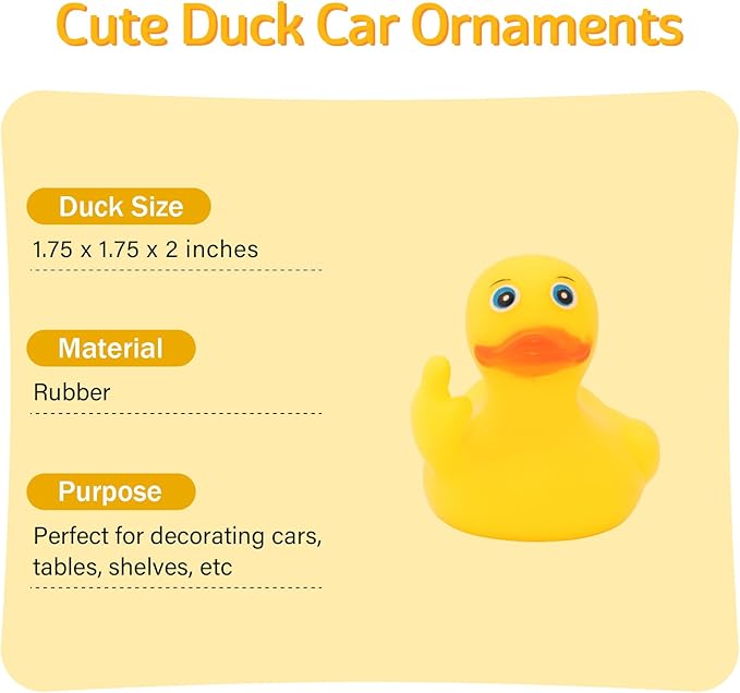 wonuu 3pcs Rubber Duck Car Mid-Finger Duck Ornament Dashboard Decorations Bathroom Duck Rubber Ducky Funny, Small Duck