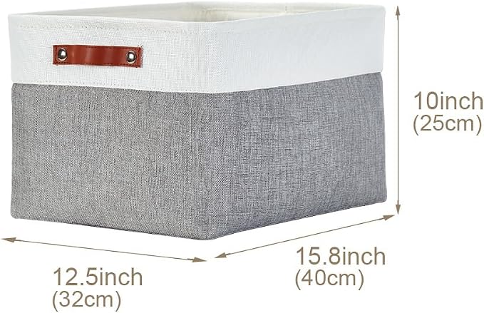 DECOMOMO Storage Bins, Extra Large Fabric Storage Baskets for Shelves 4Pack | 15.8 x 12.5 x 10 inches Decorative Linen Closet Organizers (Grey & White)