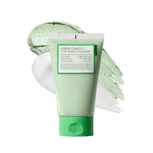 FULLY Green Tomato Pore Clay Mask Cleanser for Deep Cleansing, 4.05 fl oz | Clay Pack Cleanser for Deep Pore Cleansing, Blackhead & Sebum Control, Gentle Korean Face Wash for Oily & Combination Skin
