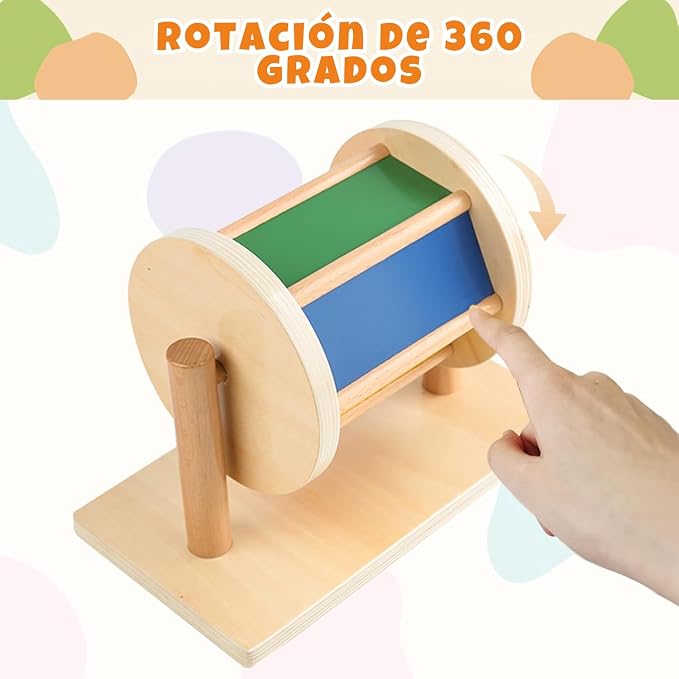 Montessori Baby Toys Play Kit - Montessori Mirror, Peekaboo, Knob Puzzle, Medium Spinning Drum - For 6-12 Months Toddlers