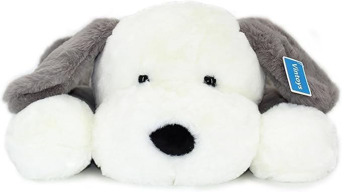 Dog Hugging Pillow Big Soft Plush Puppy Stuffed Animal for Kids and Adults Gray 26"
