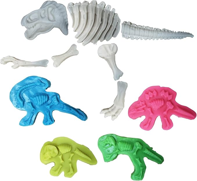 Unleash Creativity with 11 Unique Dinosaur Fossil Molds Dough Toys Dough Whit 5 Bright Color Dough.Ideal as a Gift for Kids Aged 3-4-8 Years