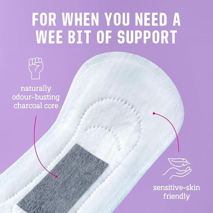Flo - Sensitive Bladder Liners (16 Pack) - Wrapped + Ultra-Thin - Absorbent, Soft & Breathable - Charcoal Core - Made with Organic Bamboo - Panty Liners for Women - Vegan & Cruelty Free