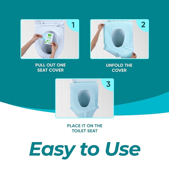 Pack 120 X-Large Disposable Toilet Seat Covers PE Material | Travel Toilet Seat Covers for Adults and Potty Training, Premium Toilet Seat Liners for Public Restrooms