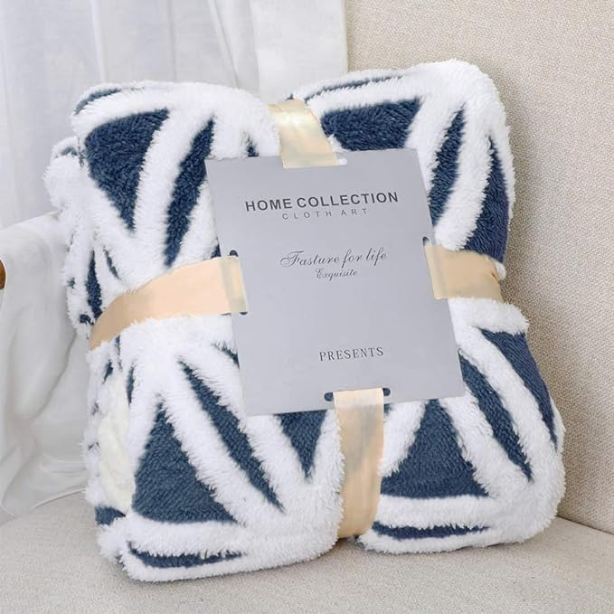 LOMAO Sherpa Fleece Blanket Gifts for Mom Dad Cozy Soft Throw Blanket for Women Men Birthday Gifts Dual Sided Couch Sofa Bed Blanket (Navy, 90''x90'')