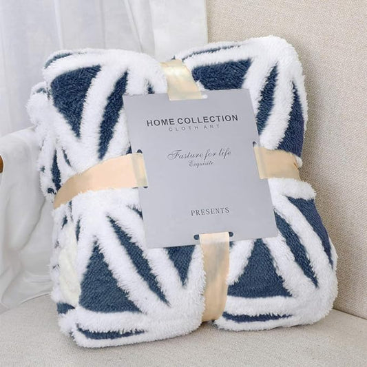 LOMAO Sherpa Fleece Blanket Gifts for Mom Dad Cozy Soft Throw Blanket for Women Men Birthday Gifts Dual Sided Couch Sofa Bed Blanket (Navy, 90''x90'')