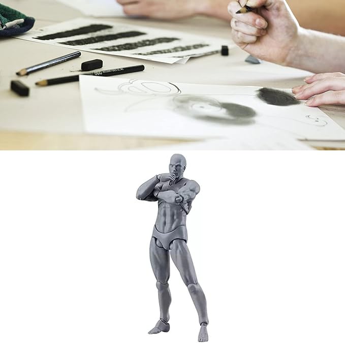 PVC Drawing Figure Action Mannequin, PVC Drawing Figure Model Drawing Figure Mannequin, Action Figure Body, for Sketching, Painting, Drawing, Female Artist (Male) (Man #13)