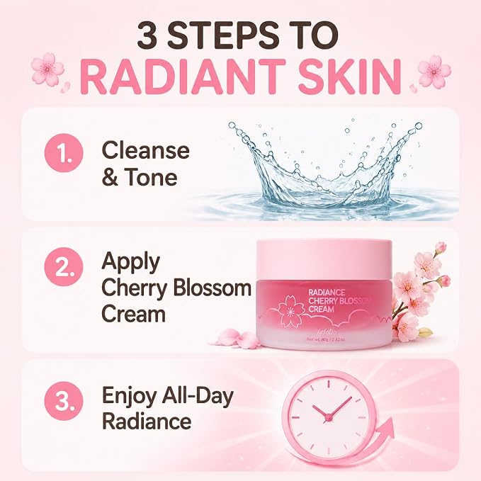 esfolio made in Korea Cherry Blossom Nourishing Cream 2.82 Oz, Daily Facial Moisturizer with Cherry Extract, Lightweight Face Cream for Soft and Comfortable Skin, Fast Absorbing Korean Skincare