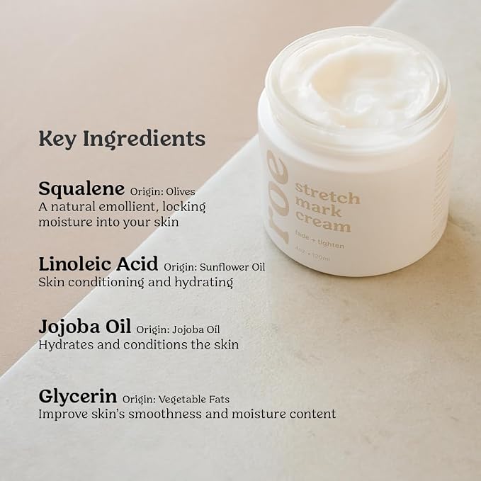 Roe Wellness- Stretch Mark Cream for Pregnancy & Prevention | Great For Moms W/ Sensitive Skin | Plant-Based Hydration, Increases Skin Elasticity and Firmness (Stretch Mark Cream)
