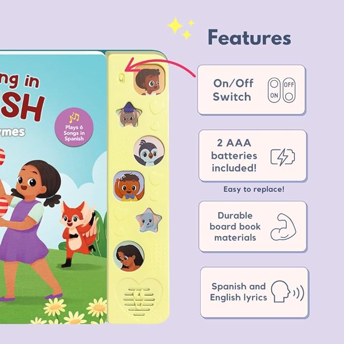 I Love to Sing in Spanish: Nursery Rhymes, Press and Play Interactive Song Book, Spanish for Toddlers, Baby Books for Children and Kid Books