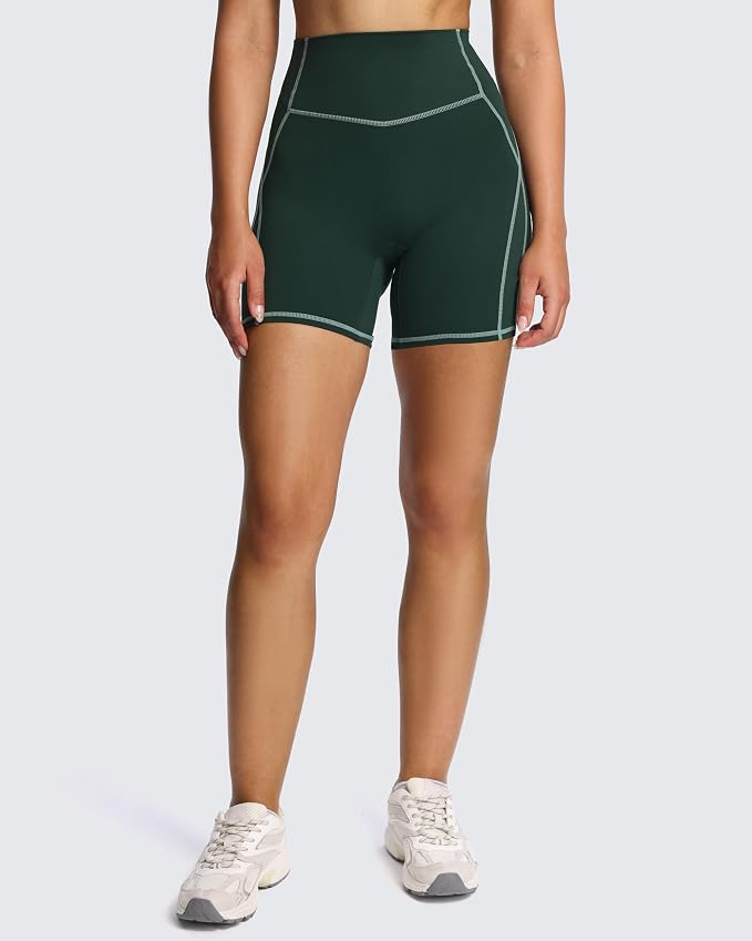Aoxjox Lexi Lined Workout Biker Shorts for Women Tummy Control High Waisted Exercise Athletic Gym Running Yoga Short 6"