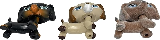 3pcs/Set Custom Flocked Pet Shop Toys Short Hair Cat Kitten Collie Great Dane Cocker Spaniel Dachshund Puppy Dog OOAK Compatible with LPS (#325 and 1491 and 640)