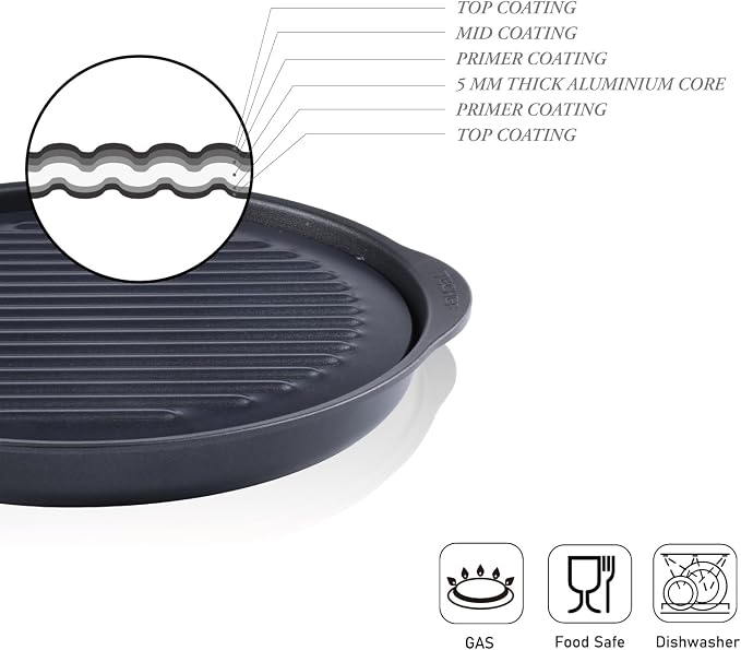 TECHEF - TRUE GRILL PAN - Stovetop Nonstick Indoor/Outdoor Smokeless BBQ Grill Set, including a Grill Plate and Alumium Drip Tray