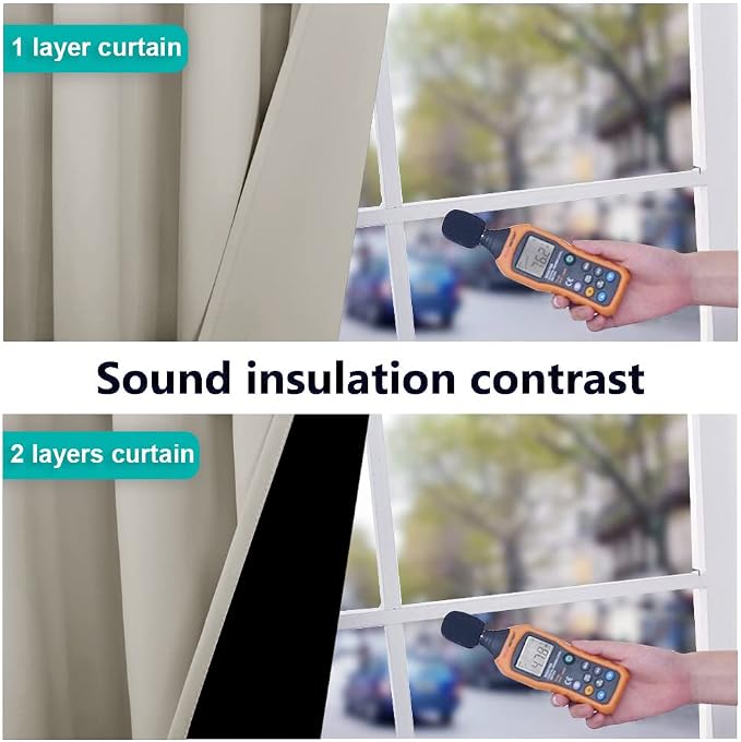 NICETOWN 100% Blackout Blinds, Set of 2, 46" x 102", Natural, Laundry Room Decor Window Treatment Curtains for Large Patio Sliding Door, Thermal Insulated Curtains for Bedroom