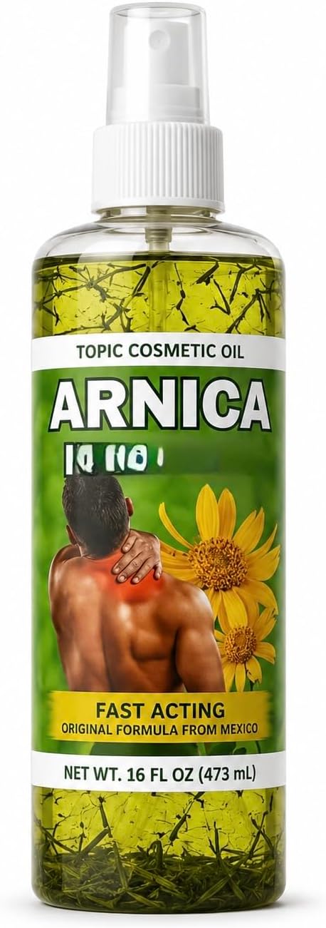 (Combo) Arnica Cream Sore Muscle Massage Gel Pomado + Arnica Body Oil Aceite – Natural Concentrated Body Gel for Muscles, Joints & Massage Therapy – Fast-Absorbing –