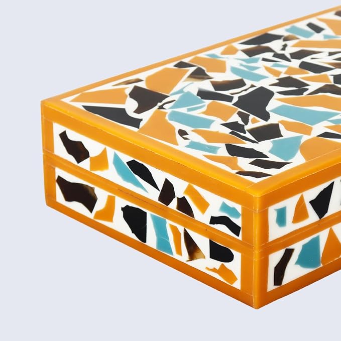 Handicrafts Home Decorative Keepsake Box 8x5 – Small Organizer Box with Lid, Boho Decorative Storage, Retro Memory Box, Unique Coffee Table Décor, Jewelry or Trinket Box, Modern Shelf Decorative Box