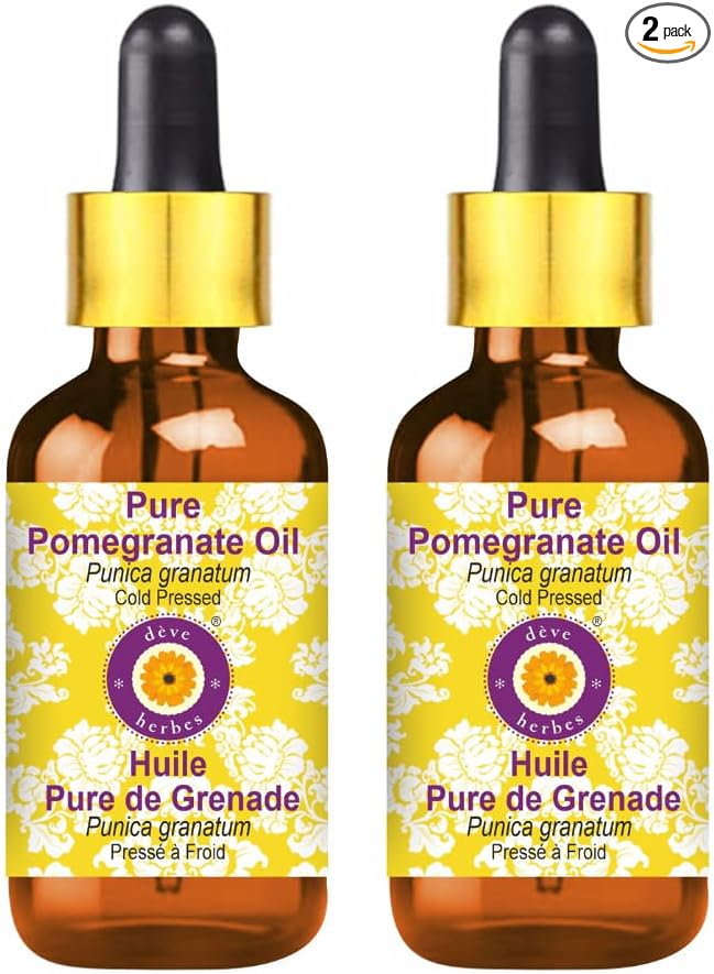dève herbes Pure Pomegranate Oil (Punica granatum) with Glass Dropper Cold Pressed (Pack of Two) 100ml X 2 (6.76 oz)