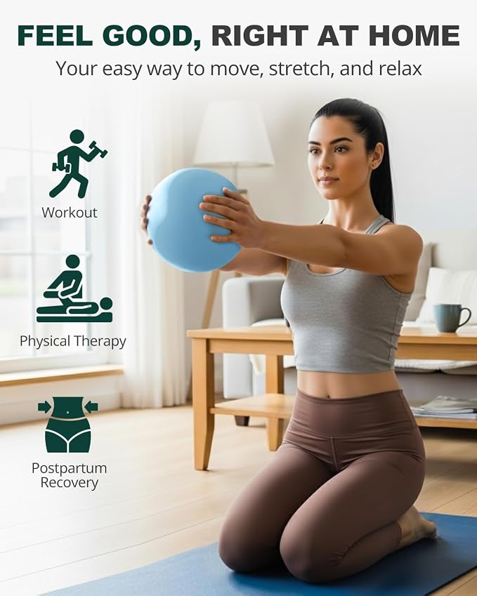 Trideer 9-Inch Pilates Ball, Small Exercise Ball for Yoga, Core Training, Physical Therapy, Balance, Stability and Stretching Pilates Equipment with Inflation Straw