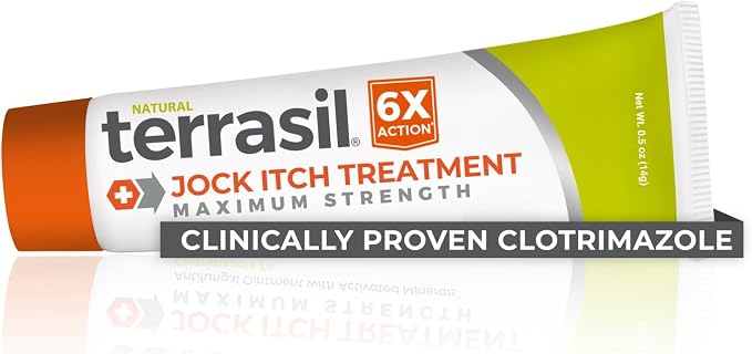 terrasil Jock Itch Cream, Clotrimazole 1% Antifungal Jock Itch Medicine Extra Strength, Fast Relief, Natural Soothing Care (0.5 oz)