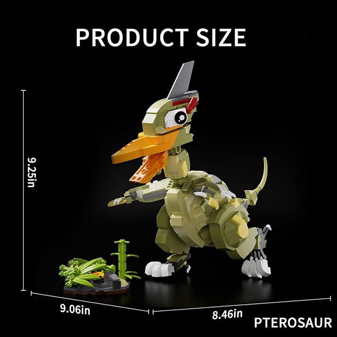 2 in 1 Pterosauria&Crocodile Dinosaur World Park Building Set,Dino Blocks Toys Sets for Boys,Age 6+ Year Old