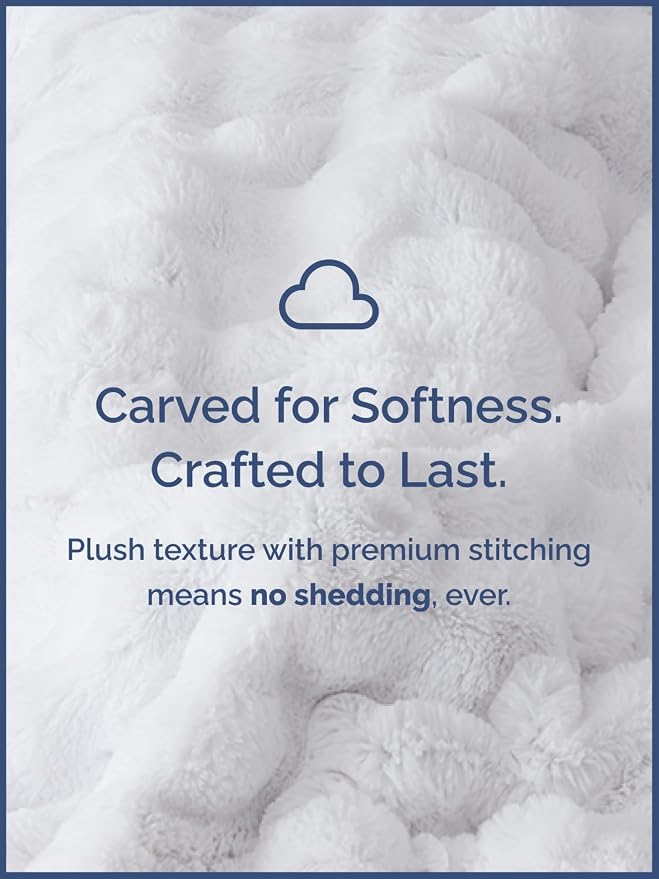 3D Fleece Bubble Blanket King Size - Rabbit Blanket - 90" x 108", White | Soft Fluffy Faux Fur Blanket for Couch Sofa & Chair, Cozy Gifts for Women, Tie Dye Cloud Throw Bed Cover, Thick Plush Bedding