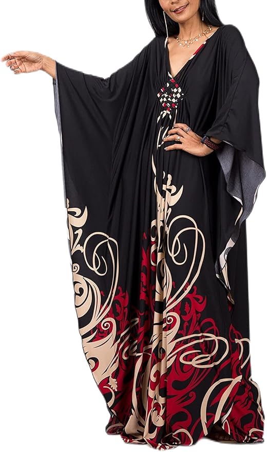 Venasha Womens Caftan Floral Print Kaftan Dress Short Sleeve Swimsuit Cover up Loungewear for Summer