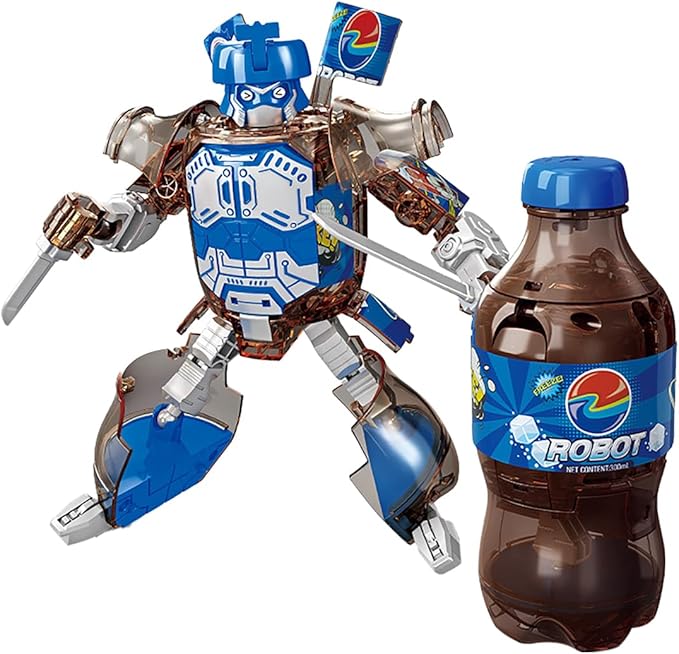 Atlodas 2025 New Beverage Bottles Deformation Robot Toys, Soda Can Transforming Robot Toys for Kids Gift, Creative Soda Deformation Figures for Boys, Birthday Christmas Choice for Boyfriend (Blue)