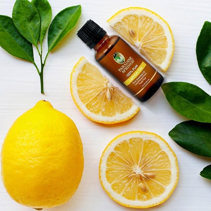 Paradise Springs Lemon Oil Essential Oil, 100% Pure and Natural Lemon Essential Oil for Diffusers for Home Aromatherapy, Massage, Humidifiers, 1 fl oz (30ml)